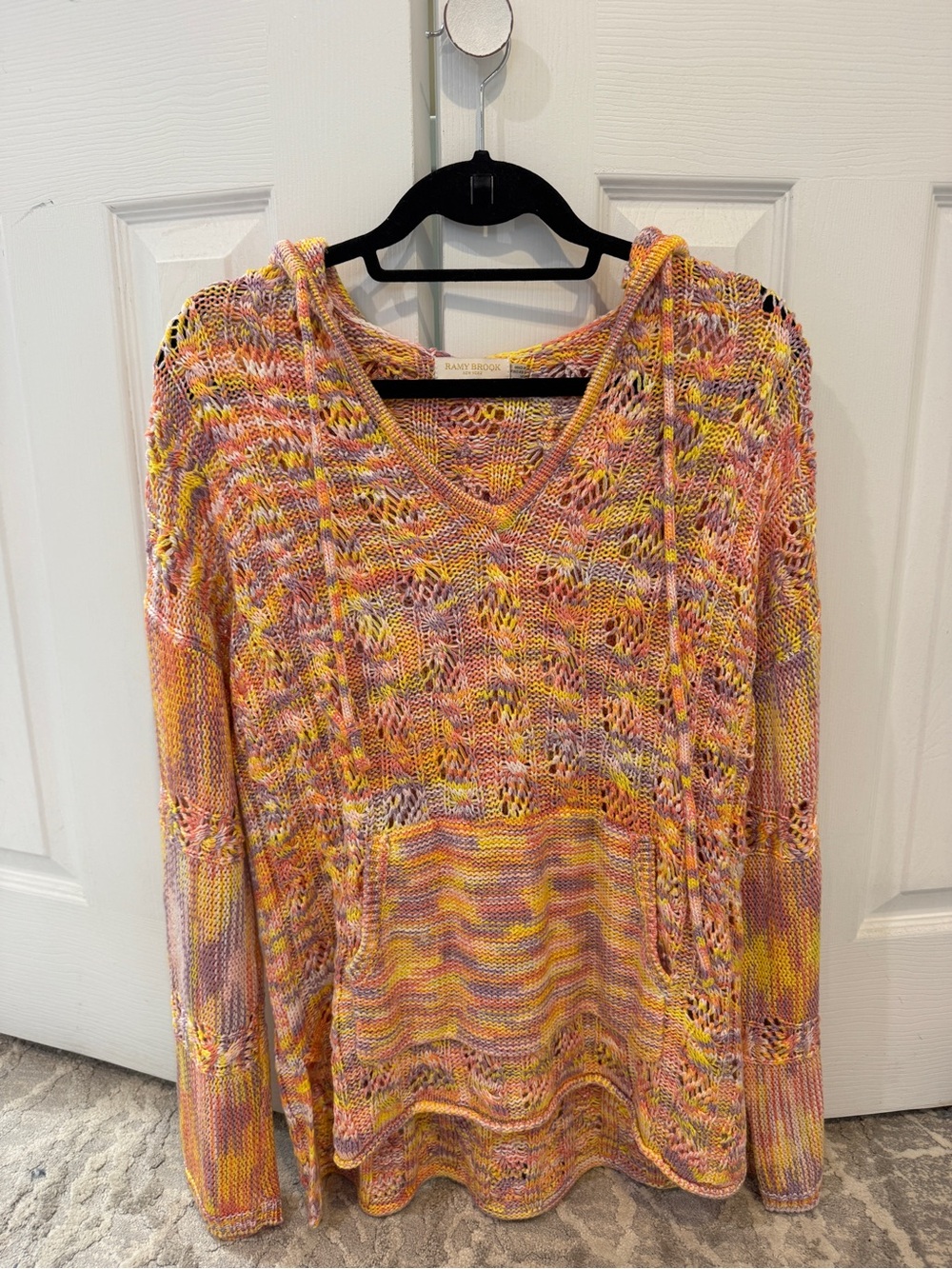 Ramy Brook Multicolor Knit Hoodie - Yellow Pink Lavender